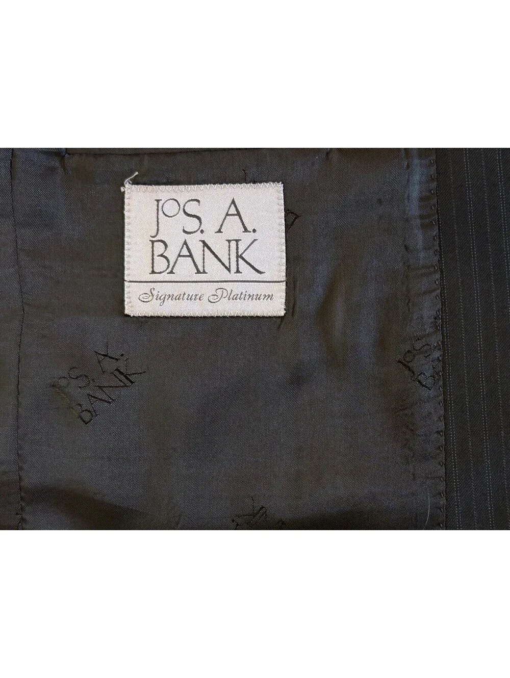 Jos. A. Bank Signature Platinum Black Pinstripe 41R 33W NWOT